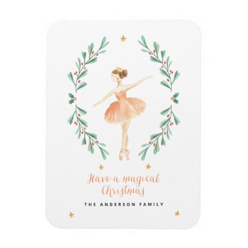 ballerina watercolor botanical cute Christmas  Pos Magnet