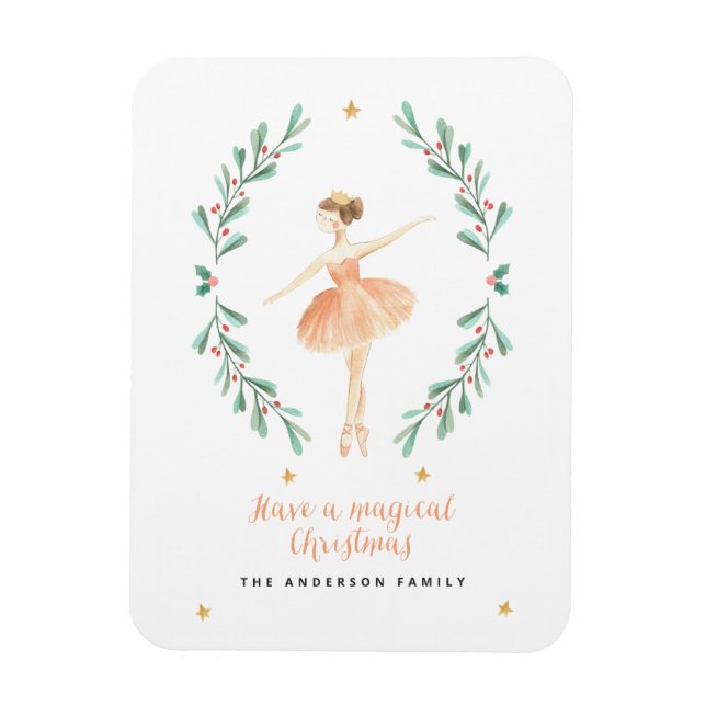 ballerina watercolor botanical cute Christmas  Pos Magnet (Vertical)