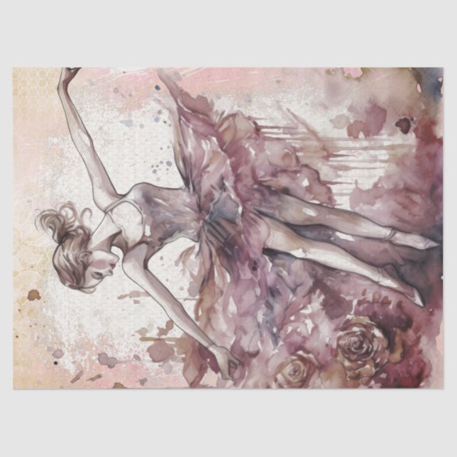Ballerina Watercolor Decoupage Tissue Paper (Front)