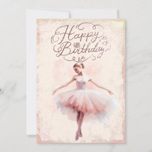 Ballerina Watercolor Happy Birthday Holiday Card