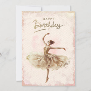 Ballerina Watercolor Happy Birthday Holiday Card