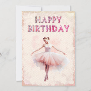 Ballerina Watercolor Happy Birthday Holiday Card