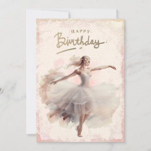 Ballerina Watercolor Happy Birthday Holiday Card