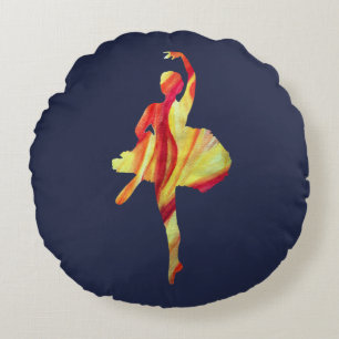 Ballerina  Watercolor Round Pillow
