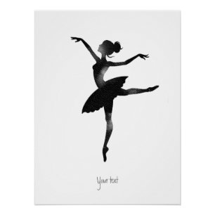 Ballerina watercolor stylish chic charcoal poster