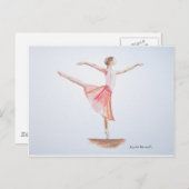 Ballerina watercolour dancer watercolor girly postcard (Front/Back)