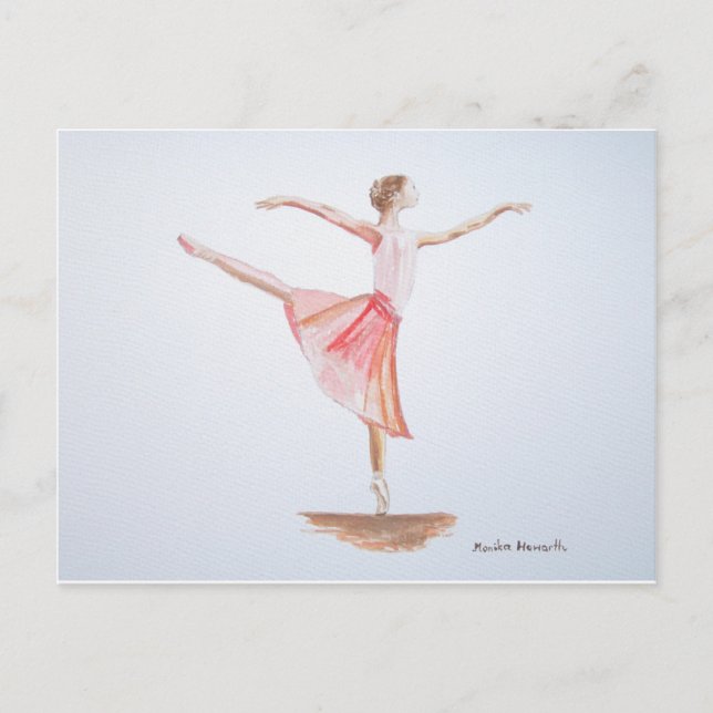 Ballerina watercolour dancer watercolor girly postcard (Front)