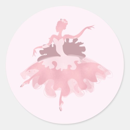 Ballerina wearing tutu dancing pink girls classic round sticker