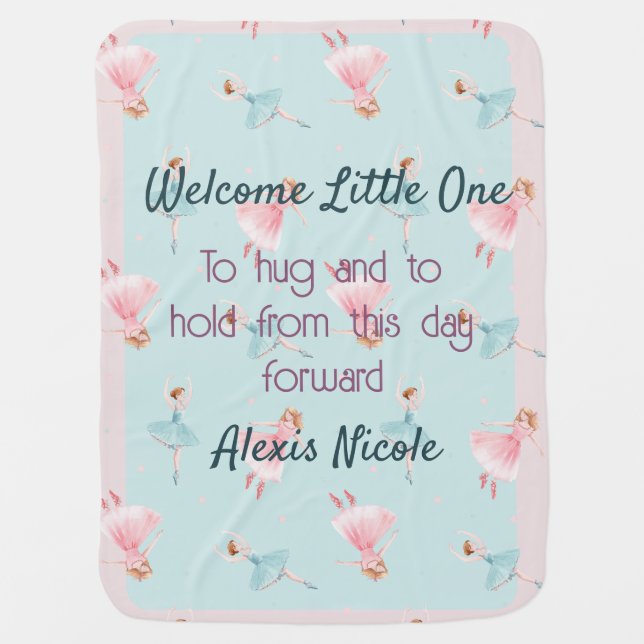 Ballerina Welcome Baby Blanket (Front)