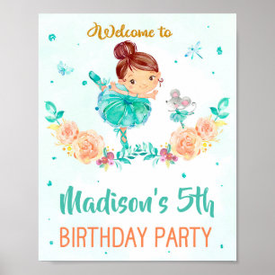 Ballerina welcome party sign Ballet girl poster