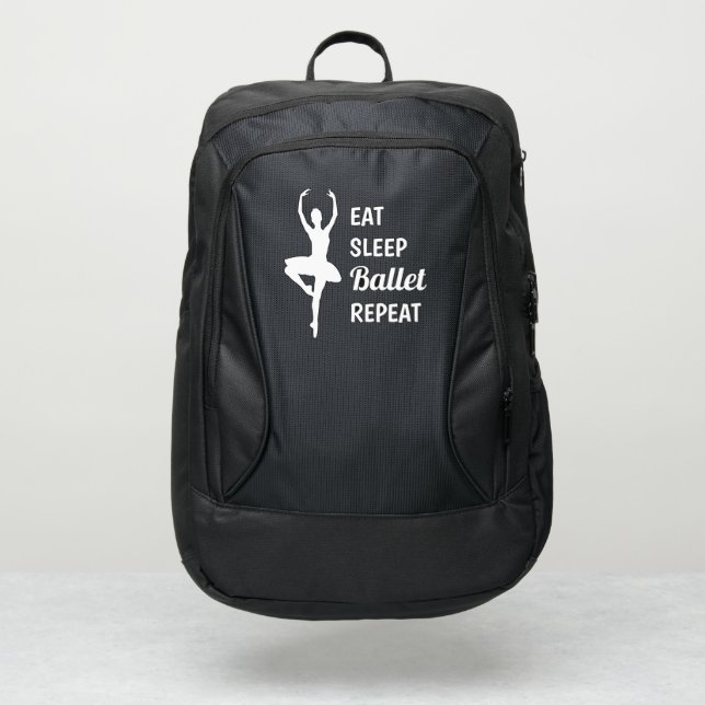 Ballerina white silhouette Eat Sleep Ballet Repeat Port Authority® Backpack (Front)