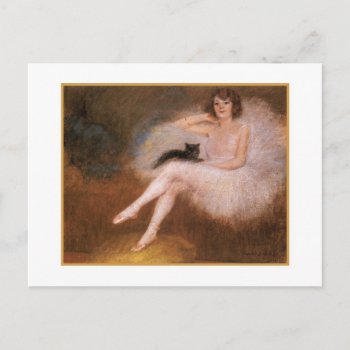 Ballerina With A Black Cat Pierre Carrier-belleuse Postcard by mangomoonstudio at Zazzle
