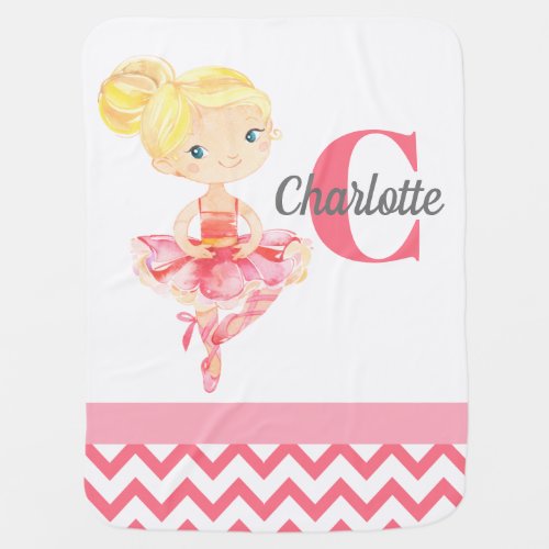 Ballerina with Blond Hair Personalized Baby Blanket