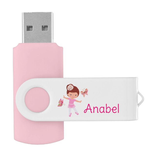 Ballerina with Butterfly Friends Pink  Flash Drive (Opened)