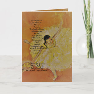 Ballerina with inspirational poetry card