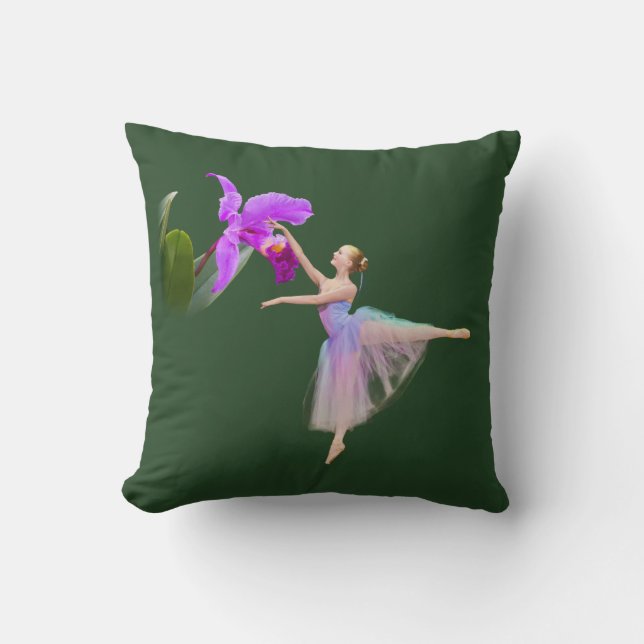 Ballerina with Orchid Throw Pillow (Front)
