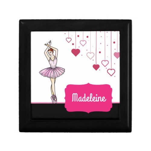 Ballerina with Pink Dress and Pointe Toe Shoes Gift Box