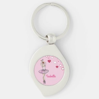 Ballerina With Pink Dress And Pointe Toe Shoes Keychain by PurpleFeather at Zazzle