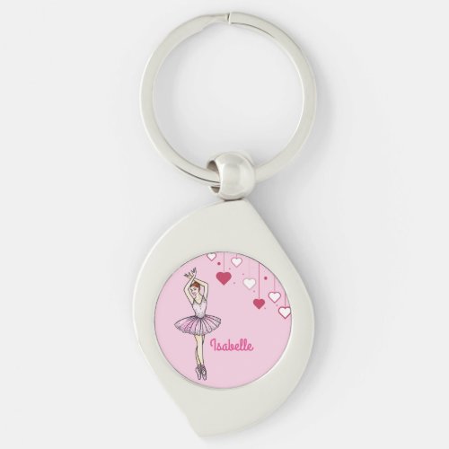 Ballerina with Pink Dress and Pointe Toe Shoes Keychain