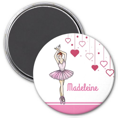 Ballerina with Pink Dress and Pointe Toe Shoes Magnet