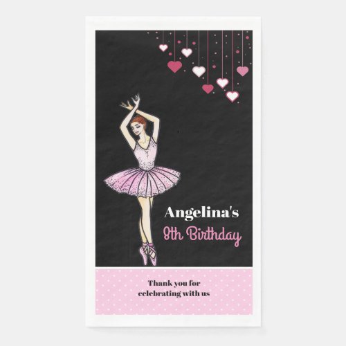 Ballerina with Pink Dress and Pointe Toe Shoes Paper Guest Towels