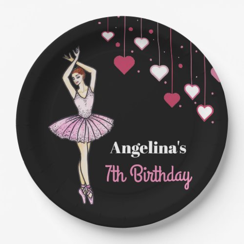 Ballerina with Pink Dress and Pointe Toe Shoes Paper Plates