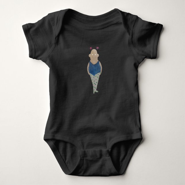 Ballerina with pink stars baby bodysuit (Front)