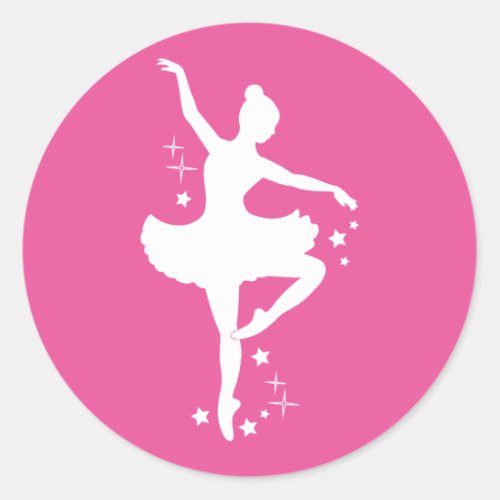Ballerina with Stars in Silhouette Classic Round Sticker