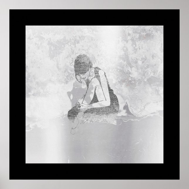 Ballerina  Woman Body Silver Gray Wall Cement Poster (Front)