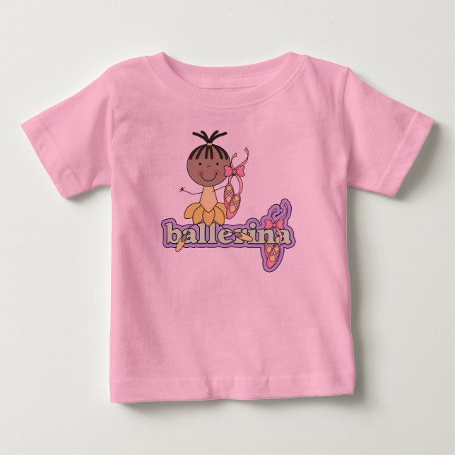 Ballerina - Yellow African American Baby Baby T-Shirt (Front)