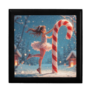 Ballerina Young Girl, Santa's Candy Cane Christmas Gift Box