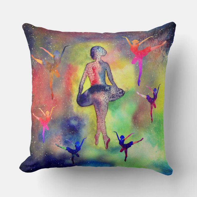 Ballerinas  among Stars Throw Pillow (Front)