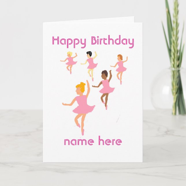 Ballerinas, childs birthday card add name front (Front)