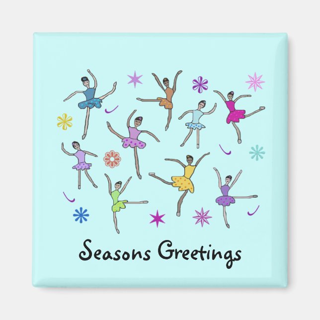 Ballerinas Dancing Holiday Magnets (Front)