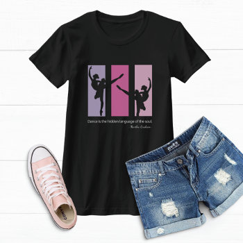 Ballerinas Dancing On Pink Rectangles T-shirt by mangomoonstudio at Zazzle