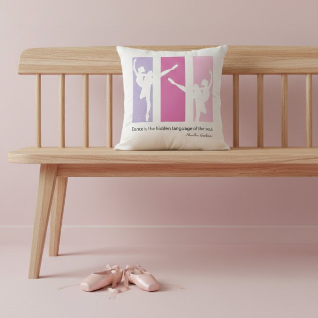 Ballerinas Dancing Quote Pink Throw Pillow (Creator Uploaded)