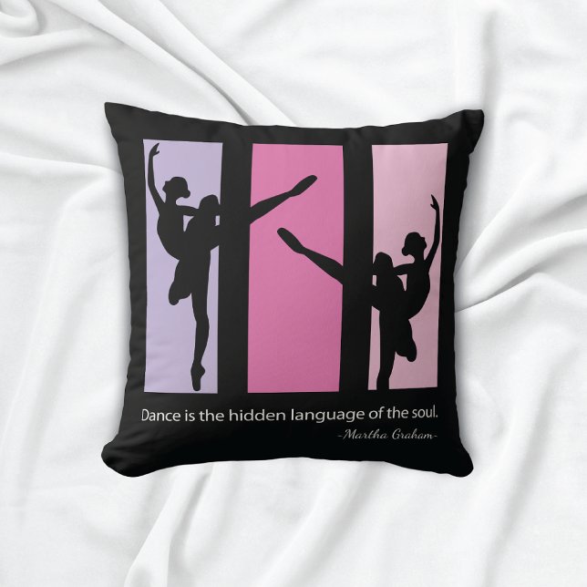 Ballerinas Dancing Quote pink Throw Pillow (Creator Uploaded)
