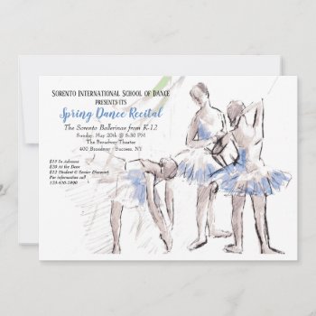 Ballerinas Dancing School Recital Invitation by CottonLamb at Zazzle