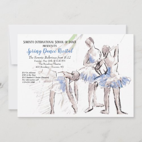 Ballerinas Dancing School Recital Invitation