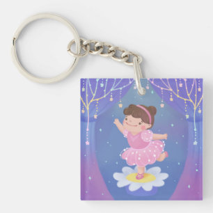Ballerina's Dream Fantasy Illustration Keychain