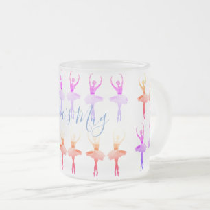 Ballerinas frosted glass coffee mug