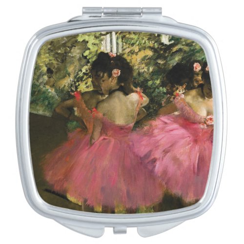 Ballerinas in Pink by Edgar Degas Compact Mirror