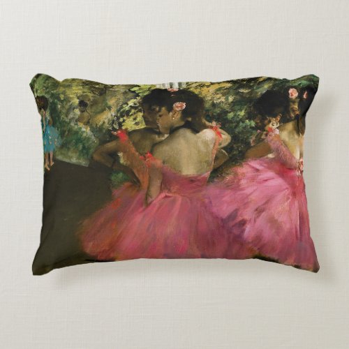 Ballerinas in Pink by Edgar Degas Decorative Pillow