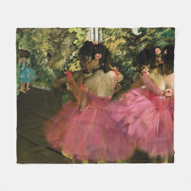 Ballerinas in Pink by Edgar Degas Fleece Blanket (Front (Horizontal))