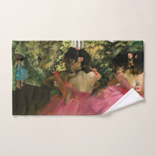 Ballerinas in Pink by Edgar Degas Hand Towel
