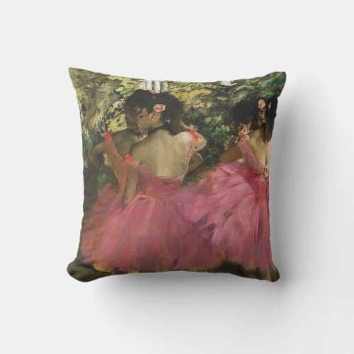 Ballerinas in Pink by Edgar Degas Outdoor Pillow