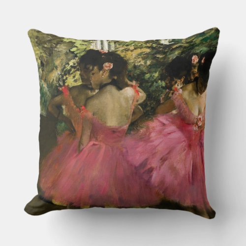 Ballerinas in Pink by Edgar Degas Throw Pillow