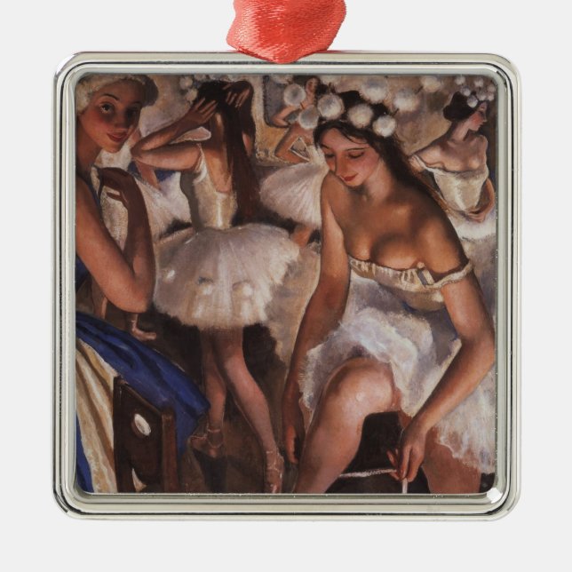 Ballerinas in the Dressing Room (by Serebriakova) Metal Ornament (Front)