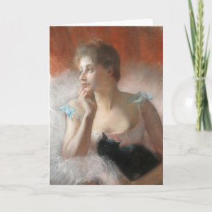 Ballerine avec un chat Pierre Carrier-Belleuse Card
