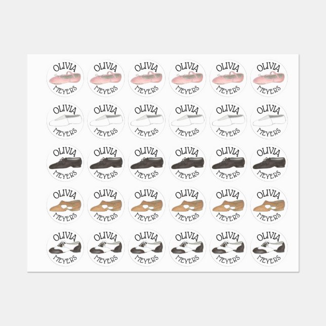 Ballet Acro Jazz Lyrical Tap Shoes Dance Class Kids' Labels (Sheet)